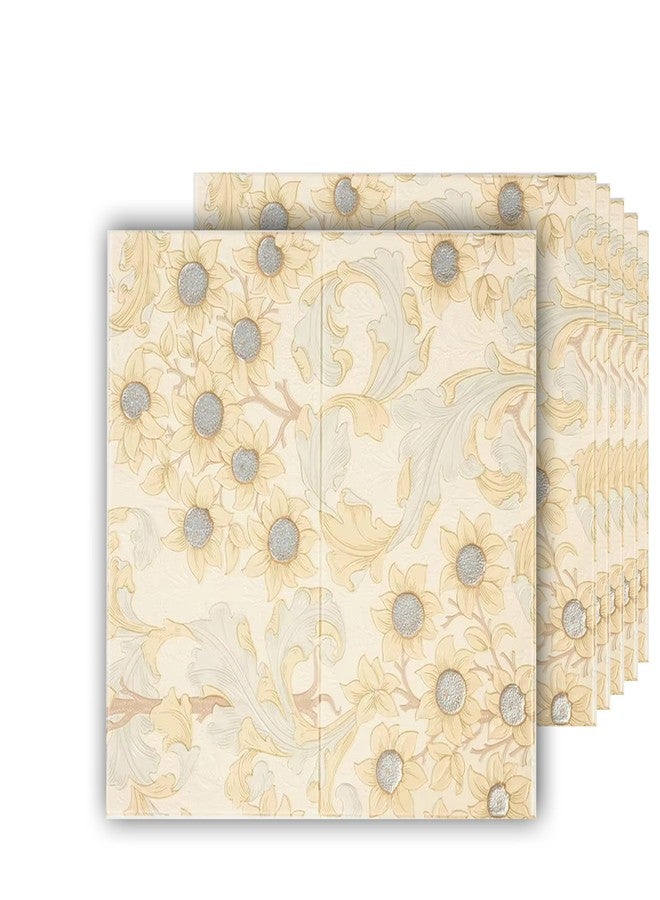WrapWall 3D New Wallpaper PE Foam self Adhesive Design Wall Stickers/DIY Wallpaper for Home Hotel Living Room Bedroom Cafe Decor || Size 70 * 70 cm (Flower-Cream-4, 1) - Image 1